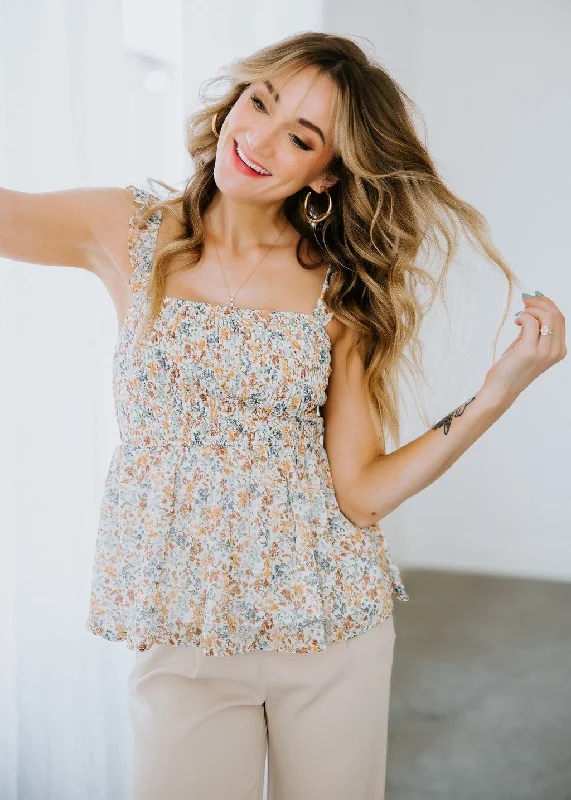 Azalea Floral Peplum Tank