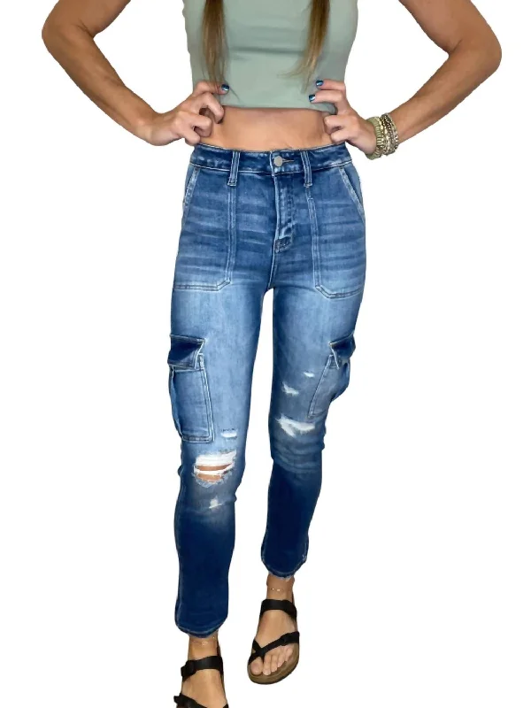 Kristen Cargo Denim In Blue