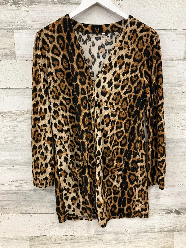 Cardigan By Clothes Mentor In Animal Print, Size: M