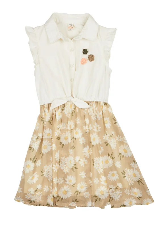 Girls Floral Chiffon Skater Dress