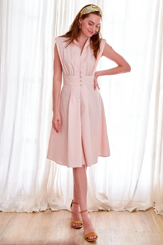 Ladylike Light Pink Shirt Dress Weathercloth