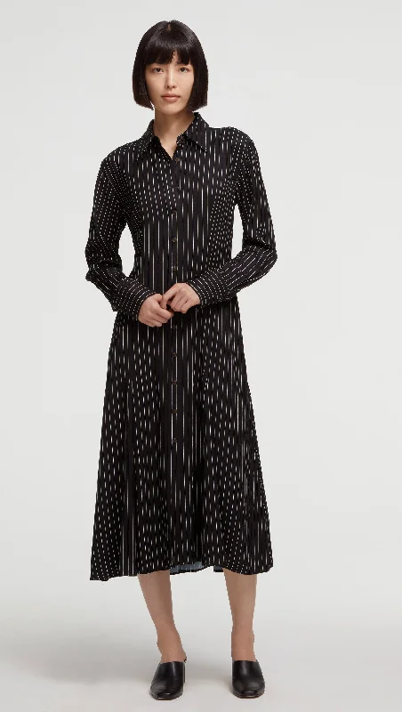 Soft Shirt Dress in Viscose Twill | Multi Pinstripe