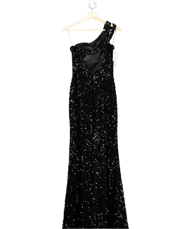 JJ's House Black One Shoulder Floor-length Sequin Prom Dresses With Sequins UK 8