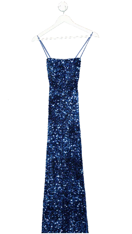 JJ's House Blue Trumpet/mermaid Square Sweep Train Sequin Prom Dresses UK 6