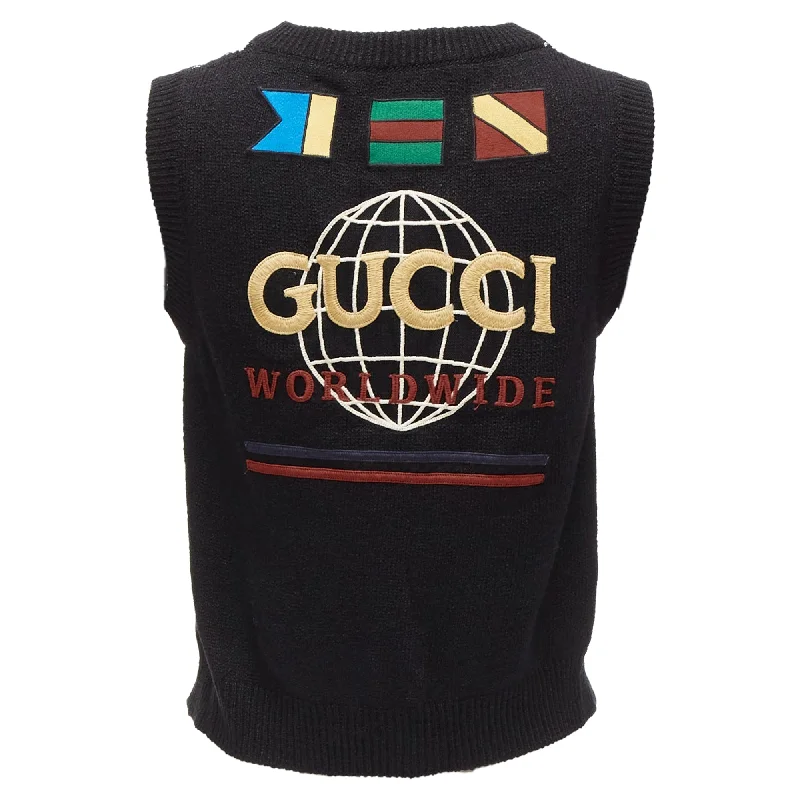 Gucci silver diamong argyle floral embellished sweater vest