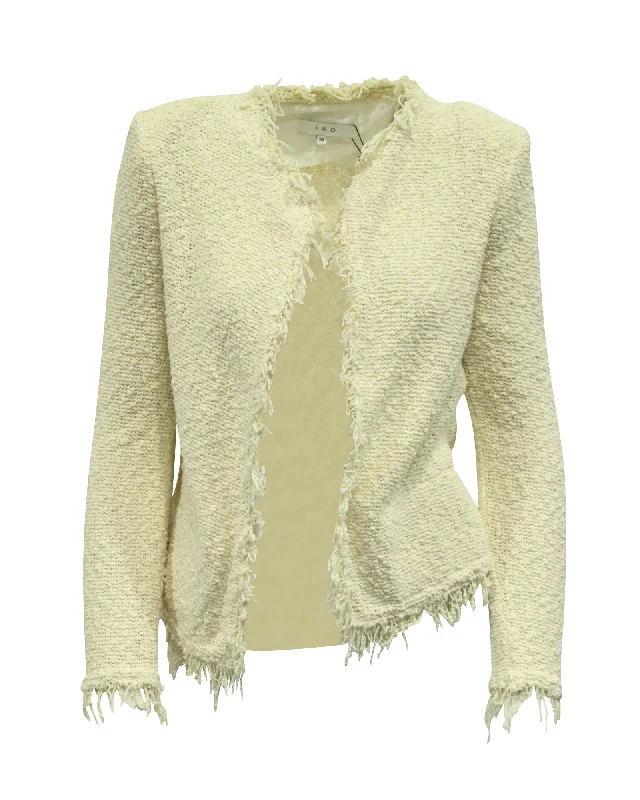 Iro Shavani Open-Front Boucle Jacket in Cream Cotton