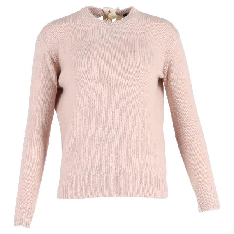 Joseph Tie Back Crew Neck Sweater in Pink Cashmere