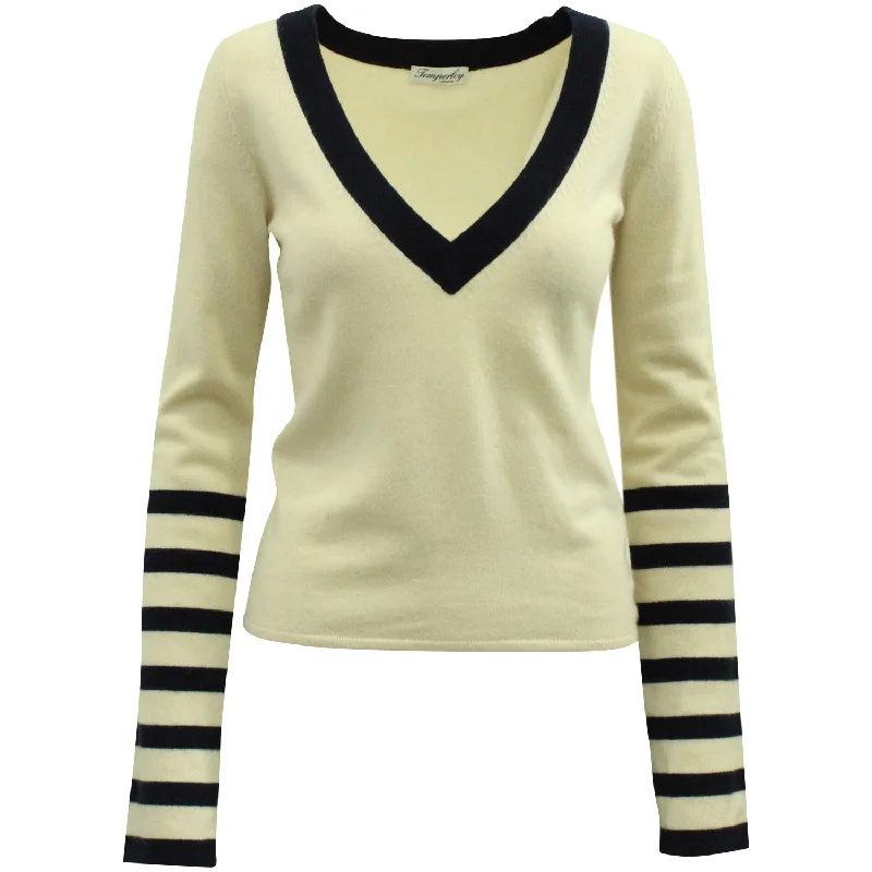 Temperly London Tennis Rib Knit Top in Multicolor Cashmere