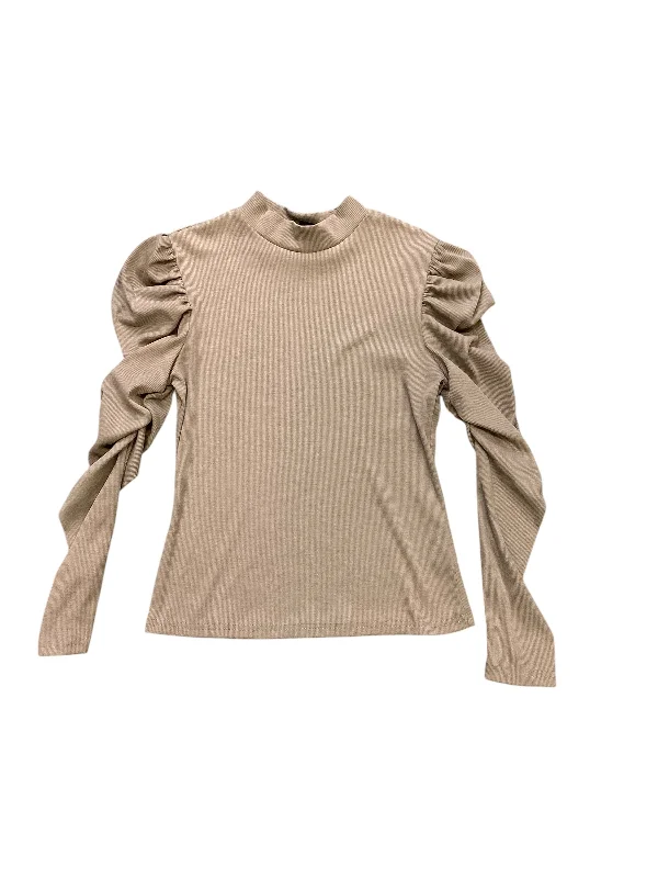 Top Long Sleeve Basic By Shein In Tan, Size: M