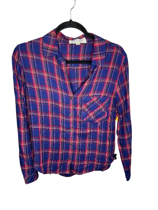 Top Long Sleeve By Anthropologie In Blue & Red, Size: S