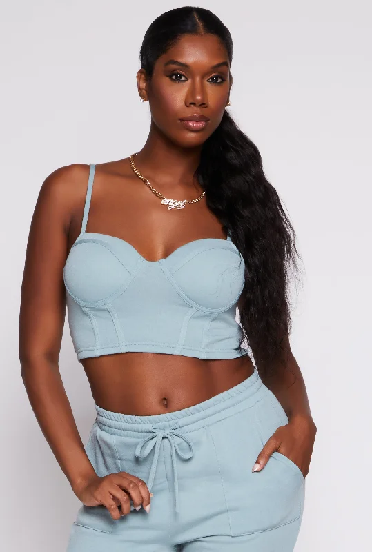 Haute Monde Solid Cropped Corset Top