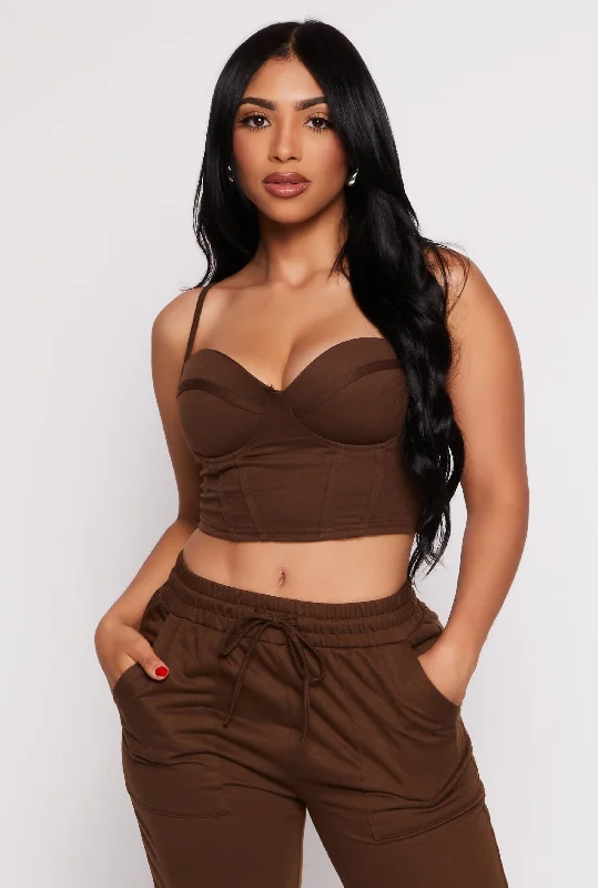 Haute Monde Solid Cropped Corset Top