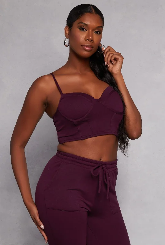 Haute Monde Solid Cropped Corset Top