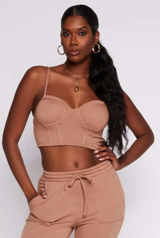 Haute Monde Solid Cropped Corset Top