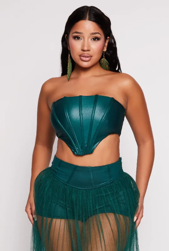 Faux Leather Cropped Corset Top