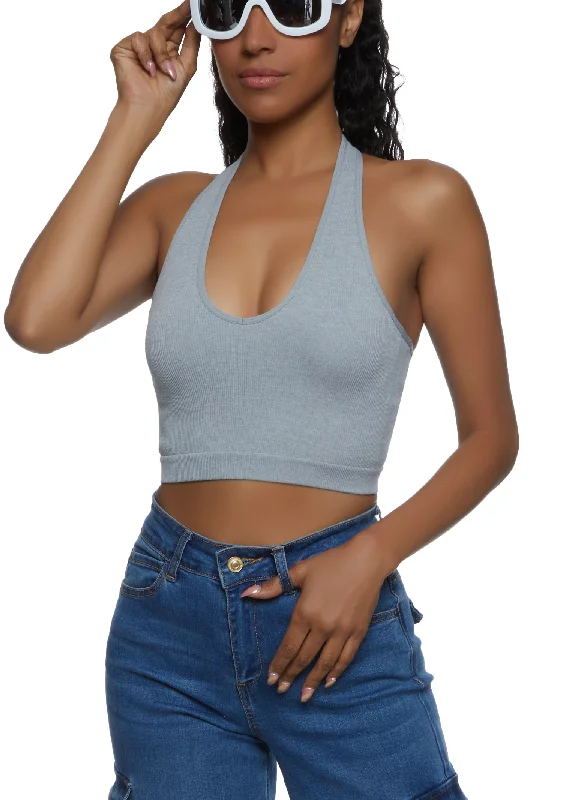 Seamless Halter Neck Crop Top