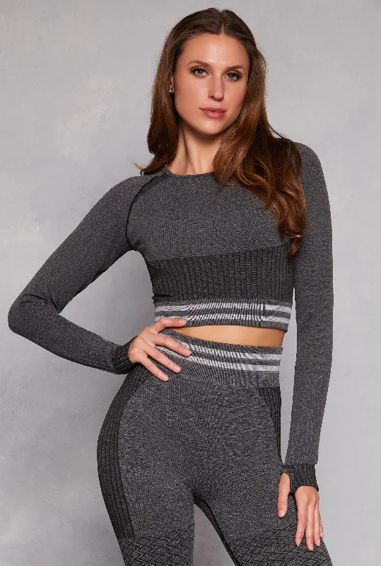 Seamless Striped Active Crop Top