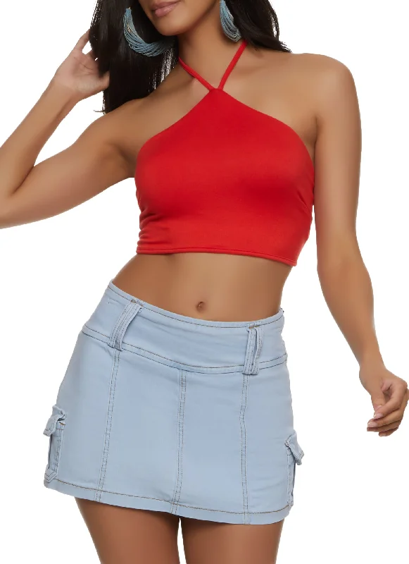 Iris Tie Back Halter Neck Crop Top