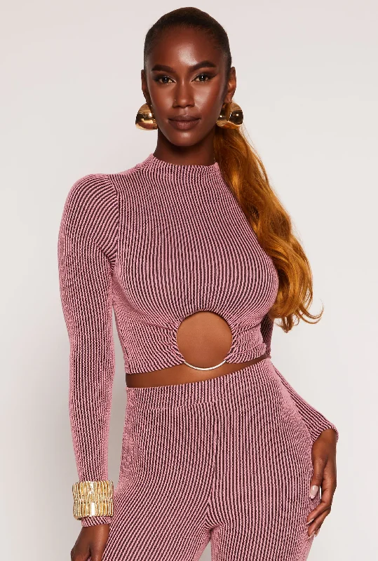 O Ring Ribbed Knit Crop Top